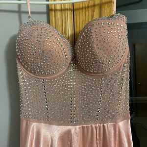 Satin akira light pink color prom/evening dress brand new